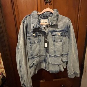 Fashion Nova Light Blue Distressed Denim Jacket